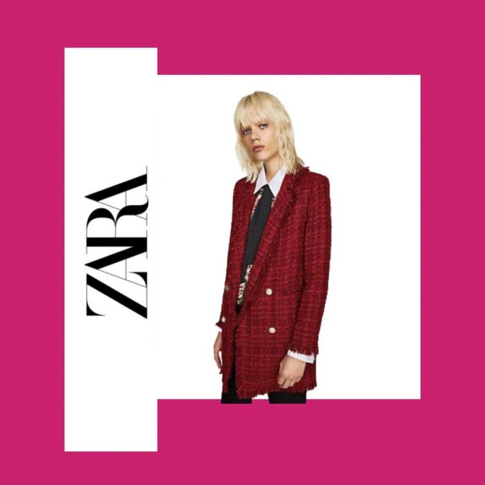 Zara Tweed Frayed Pearl Jacket | Sz Medium | EUC
